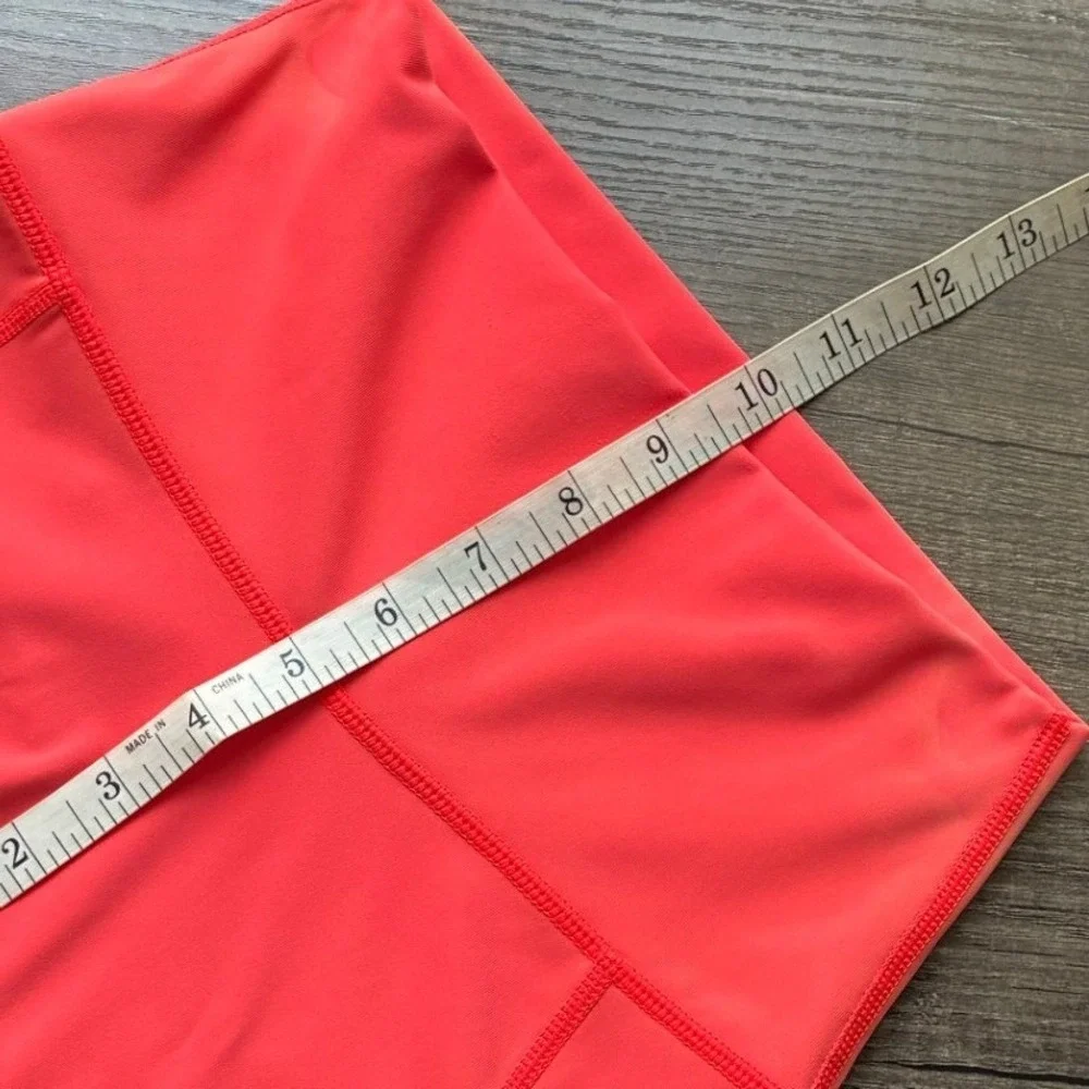 Aerie Neon Coral‎ Eyelet Pocket Bike Shorts S High Rise Athletic Summer *FLAW*